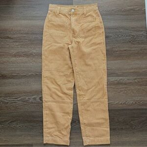 Madewell Pinstripe Pants in Tan and Light Pink